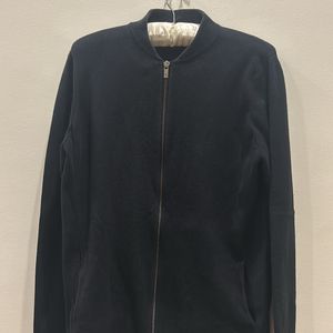 Black Korean Collar Zip Sweatshirt