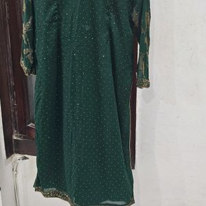 Green Kurta Set With Palazzo