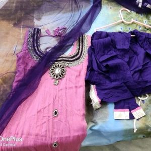 Pink&purple Anarkali Suit