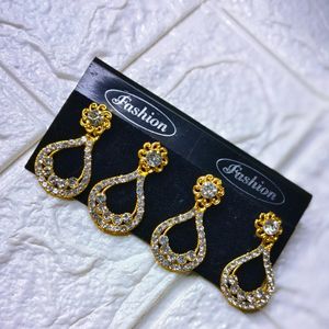 Golden Jhumka Earrings Set