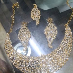 Full Gold Diamond  Jewelry Set With Ticka