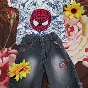 1year Boy Spider Man Tshirt N Jeans Pant.