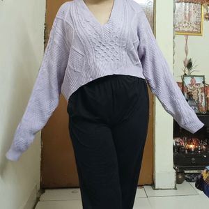 Lavender Korean Cropped Sweater