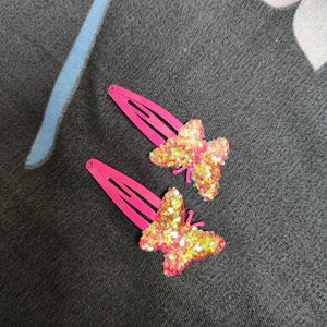 Cute Butterfly Clips (Pink & Gold)