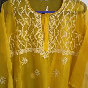 🔥Chikankari Tunic+ Inner #new mustard kurti