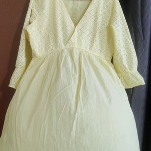 Lemon Yellow Short Schiffili Dress