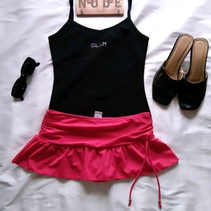 Cute Rose Pink Colour Skirt
