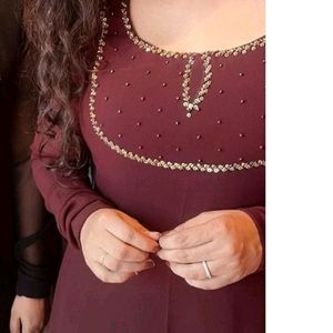 Handwork Long Chuddi Sleeves Kurti