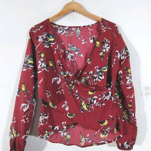 Maroon Floral Print Top (Women's)