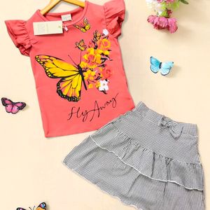 🆕 Girls Frilled Top Skirt Set