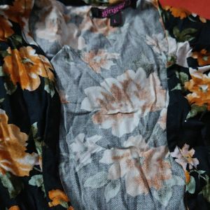 Black Floral Print Srug Of Ginger brand L size