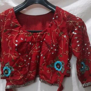 Choli Style Wrap Tie Blouse