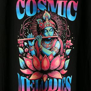 Lord Krishna Cosmic Melodies Printed Tshirt