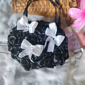 Black Ribbon Crochet Bag And Pouch 🖤🎀