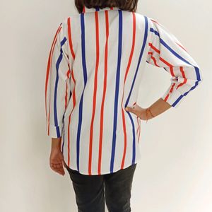 Classic White Shirt With Nautical Sailor Stripes