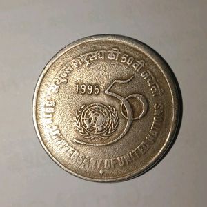 Rs 5 Coin-50th Anniversary Of United Nations