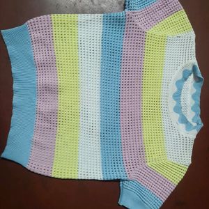 Pastel Rainbow knitted crop top 🌈✨