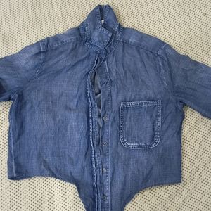 DARK BLUE DENIM LOOK Bodysuit Shirt