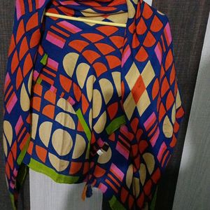 Multi Colour Geometric Pattern Stole For Women