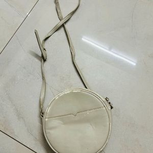 Beige Leather Sling Bag