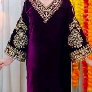 Trendy Velvet Suit With Plazo Nd Duppata