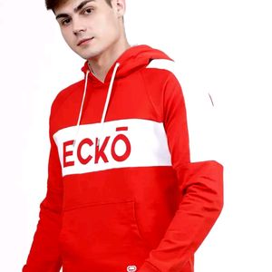 Ecko Unltd Men Red Printed Hooded Sweatshirt