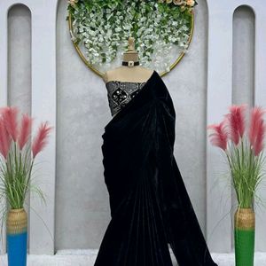 Supper Attractive Black Velvet Saree