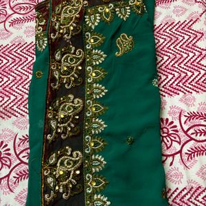 Dark Green Georgette Festive Saree