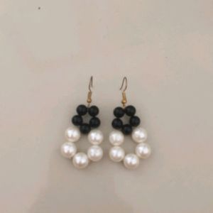 Earring Black And White Pearl