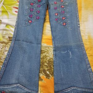 Bootcut Embroidered Jeans