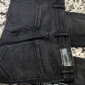 Black High Waist Jeans With Side Patch Both Sid