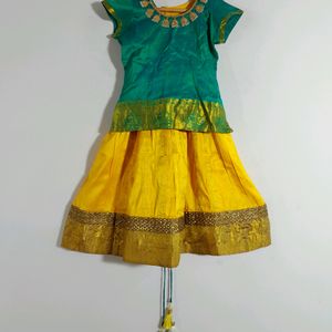 Green & Yellow Ethnic Skirt ( Girls Clothing)