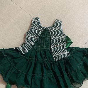 Green Step Cut Frock