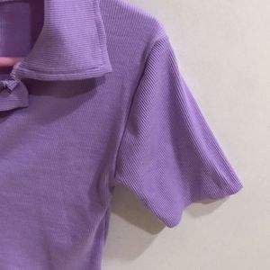 Lilac Purple Short Sleeves Polo Shirt Top