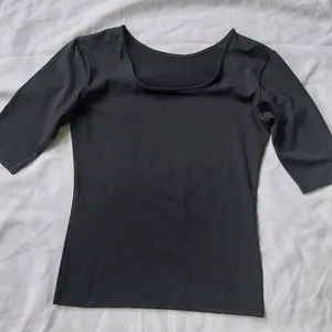 Black Round Neck Fitted Top