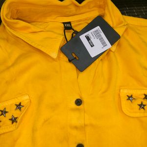 Mustard Tie Up Shirt Top (Women's)