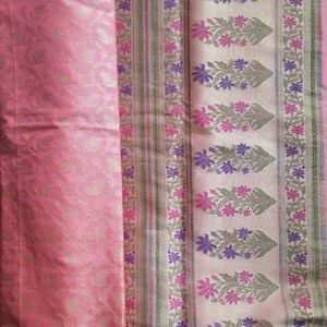 Pink Brocade Silk Saree