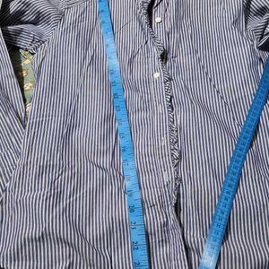 Blue Striped Chinese Collared Shirt For Women