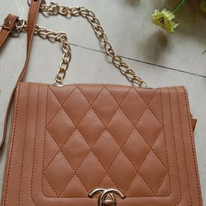 Chanel Inspired Tan Colour Slingbag