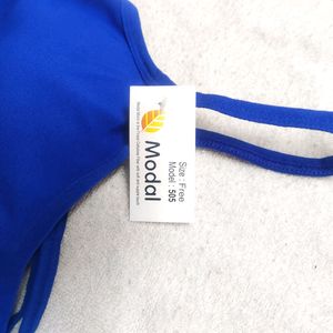 Nevy Blue Padded Sport Bra With Back Pattern