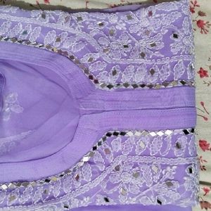 Lavendar Mirror Work Chicken Kurti