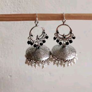 Silver Jhumka Beaded