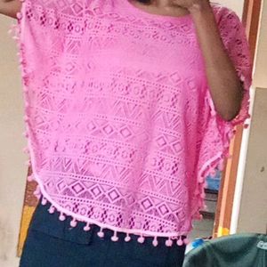 Kaftan Sleeve Pink Lace Top