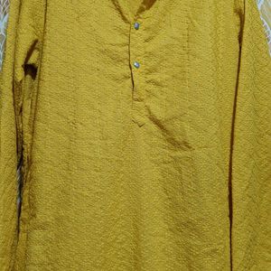 Mens Ethnic Haldi Wear Mustard Yellow Kurta