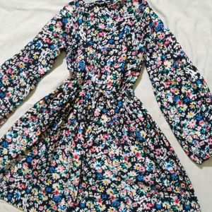 Flared Floral Dress