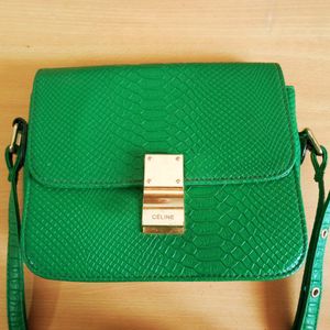 Celine Green Python Medium Classic Sling Bag