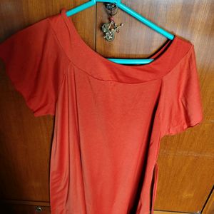 Rust Orange Colour Polycrepe Top