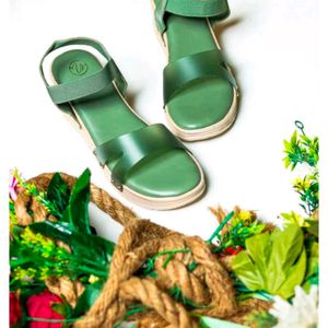 Roadster Green Beige Wedges Sandals For Women