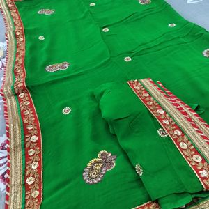 New Green Saree For Mehndi Function