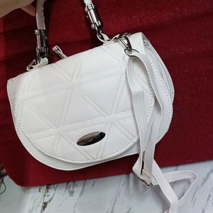 White Leather Bag Slingbag Handbag From Italy